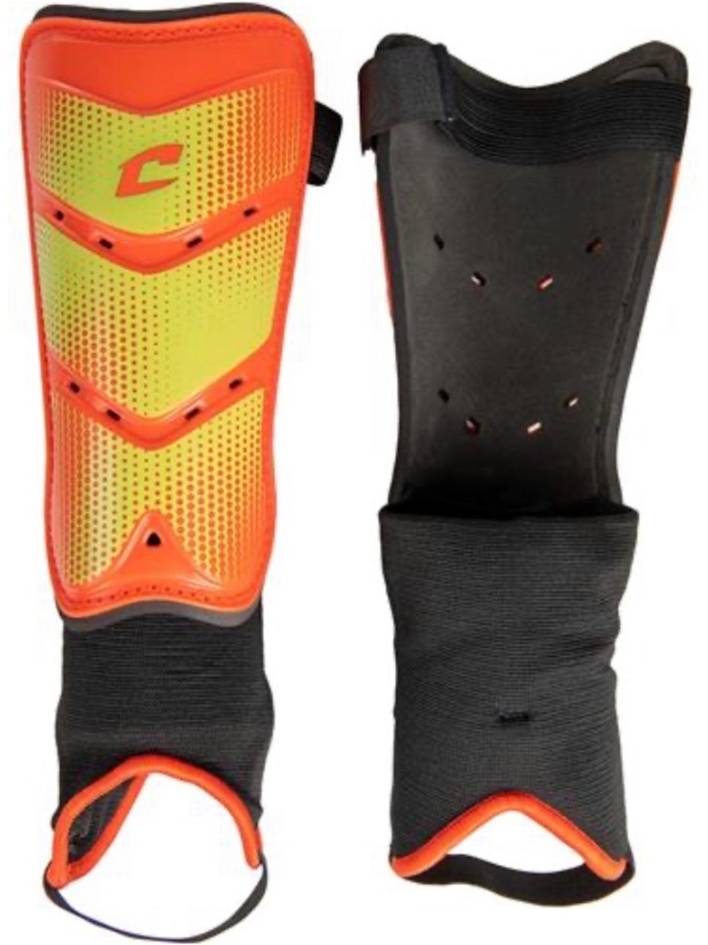 NWT ⚽️ Champro League Soccer Shin Guard SSG8 Fire Red Optic Yellow Size Small